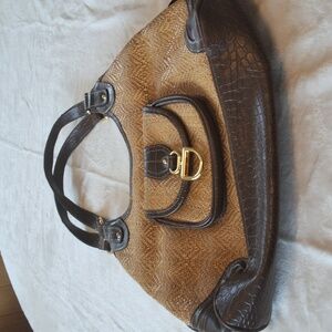 Tan And Brown Short Shoulder Handle Purse